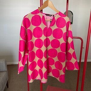 Uniqlo x Marimekko 3/4 Sleeve Shirt/Tunic - Size XL - Beige/Pink - NWT